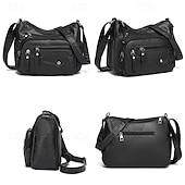 ieftine Genți Poștaș-geantă de damă din piele artificială matlasată cu buzunare multiple cu fermoar – geantă de mână casual și versatilă pentru utilizarea de zi cu zi