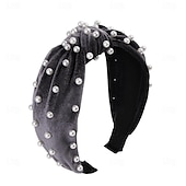 abordables Accessoires de coiffure-bandeaux de perles pour femmes, bandeau de perles antidérapants, larges nœuds supérieurs, bandeau noir, blanc, or rose avec perles, accessoires de cheveux pour femmes et filles, cadeaux quotidiens de