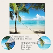 Недорогие Тапестри́ на океа́нском пляже-пейзаж природа большой настенный гобелен арт-деко одеяло занавеска пикник стол скатерть висит дом спальня гостиная общежитие украшение пляж серия кокосовая пальма синее море белое облако синее небо