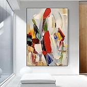 preiswerte Abstrakte Gemälde-Buntes Gemälde auf Leinwand, handgemalt, moderne abstrakte Kunst, Acrylgemälde, handgemalte Wandkunst, abstraktes Messergemälde, übergroße Wandkunst auf Leinwand, große Wandkunstgemälde