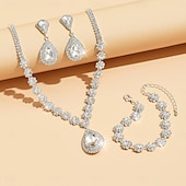 abordables Conjuntos de joyas-Juego de Joyas 4 piezas Brillante Legierung Pendientes Collare Pulseras Mujer Elegante Sencillo Lujo Geométrico Forma Geométrica Conjunto de joyas Para Aniversario Invitado a la boda Ocasión especial