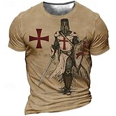 halpa Usko T-paidat-Miesten Temppeliristi Graafiset tulosteet Soldier T-paita Christian T-paidat Lyhythihainen T-paita 3D-tulostus Tiukka pyöreä kaula-aukko Paita Vintage Urheilu Suunnittelija ulko- Katu Päivittäin