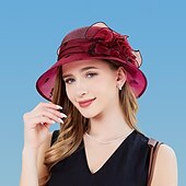 preiswerte Partyhut-Hüte Organza Tee-Party Kentucky Derby Elegant Mit Blumig Kopfschmuck Kopfbedeckung