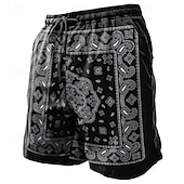 cheap Retro Vintage &amp; Ethic-Men&#039;s Paisley Swim Trunks Swim Shorts Board Shorts Mid Waist Vacation Hawaiian Ethnic Vacation Holiday Beach Drawstring with Mesh lining Elastic Waist Designer Clothing Apparel
