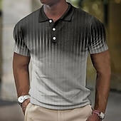 cheap Men&#039;s Color Block Polo-Men&#039;s Plaid Waffle Polo Shirts Golf Shirt Short Sleeve Polo Shirts Collared Shirts Vintage Casual Vacation Wear Formal Wear Festival Wear Buttons 3D Print Light Yellow Light Pink Black-White