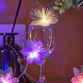 abordables Guirlandes lumineuses à piles-Guirlande lumineuse féerique en fibre optique 1.5m 10led/3m 20led, fleur artificielle décorative, guirlande lumineuse à piles, décoration de fête, salle de mariage, décor de jardin