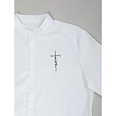 voordelige Zakelijk Casual-Voor heren Bedrukte overhemden Geloof Straat Draag naar het werk Wit Blozend Roze blauw Lange mouw Opstaande boord Lente zomer Kleding Afdrukken