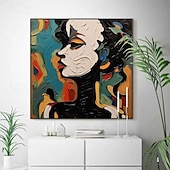 abordables Peintures portraits-peint à la main abstrait visage humain palette peinture toile faite à la main art belle femme abstraite couteau à palette peinture art mural femme texture peinture à l&#039;huile