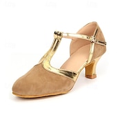 cheap Ballroom Shoes &amp; Modern Dance Shoes-Women&#039;s Modern Dance Shoes Indoor Ballroom Dance Square Dance Plus Size Heel Splicing Cuban Heel Pointed Toe Buckle Adults&#039; Black / Gold Blue Brown