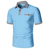 economico Polo classica da uomo-Per uomo Camicia da golf Golf polo da golf Ufficio Informale Bavero Manica corta Essenziale Moderno Color Block Pied-de-poule Collage Primavera estate Standard Nero Bianco Rosso Blu marino Blu Beige