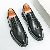 abordables Officiel-chaussures richelieu marron pour hommes avec bout d&#039;aile et semelle en caoutchouc - chaussures formelles classiques pour les affaires, le bureau et les événements spéciaux
