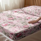 baratos Lençóis e fronhas-feliz dia das mães 100% algodão rosa primavera padrão conjunto de lençóis ultra macios e respiráveis lençóis de seda lençóis de cama com bolso profundo 3 peças queen king size