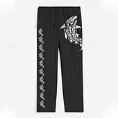 billiga Semester-Herr Fisk Linne Byxor Byxor Säckiga byxor Medium Midja Hawaiisk Resort stil Utomhus Dagliga kläder Streetwear Elastisk dragsko-design Höst vinter Svart Blå Grön