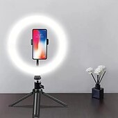 お買い得  リングライト-10インチ 26cm フィルライト、三脚付きライブブロードキャストリングライト、自撮り写真と美しさのための10の明るさレベル