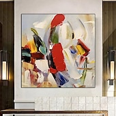 preiswerte Abstrakte Gemälde-Buntes Gemälde auf Leinwand, handgemalt, moderne abstrakte Kunst, Acrylgemälde, handgemalte Wandkunst, abstraktes Messergemälde, übergroße Wandkunst auf Leinwand, große Wandkunstgemälde