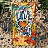 זול סטים של מגבות חוף-מגבת חוף lgbt love סדרת הדפסת תלת מימד גדולה מגבת מגבת רחצה מגבת סדין חוף שמיכה קלאסית 100% מיקרו סיבי שמיכות נוחות
