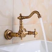 abordables Robinets de lavabo-Robinet lavabo - Rotatif / Classique Laiton Antique Montage Extérieur Mitigeur deux trousBath Taps