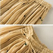 abordables Robes-Femme Jupe Trapèze Mode Décontractées Maxi Taille haute Jupes Pois Imprimer Casual Quotidien Fin de semaine Jaune bleu marine Marron Vert Eté Coton et lin