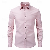 preiswerte Bügelfreie Herrenhemden-Herren Hemd Sommerhemd Freizeithemd Strandhemd Knopfhemd Schwarz Weiß Rosa Wein Marineblau Langarm Einfach Revers Urlaub Hawaiianisch Button-Down Bekleidung Polyester Mode Lässig Bequem