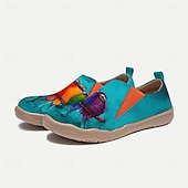 cheap Women&#039;s Sneakers-Women&#039;s Sneakers Flats Slip-Ons Print Shoes Slip-on Sneakers Daily Travel Bird Painting Flat Heel Vacation Casual Comfort Canvas Loafer Light Red Blue Green