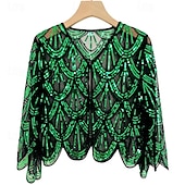 abordables Châles &amp; Écharpes-Rétro Vintage Années Folles Années 1920 Manteau Châles Gatsby le Magnifique Invité au mariage Paillettes Femmes Halloween Carnaval Mascarade Mariage robe demoiselle d honneur Événement / Fête Adulte