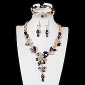 economico Parure di gioielli-Set di gioielli 4 pezzi Vetro Lega Anelli Orecchini Collane Bracciali Per donna Elegante Vintage Moda geometrico Di forma geometrica Parure di gioielli Per Matrimonio Feste Invitati del matrimonio
