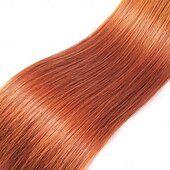 baratos 3 conjuntos com fecho-Pacotes de cabelo colorido com fecho #350 gengibre cabelo humano brasileiro tecelagem com 4*4 fechos osso extensão de cabelo reto