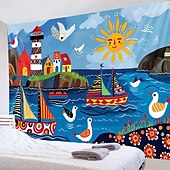 cheap Art Tapestries-Sailing Landscape Hanging Tapestry Wall Art Large Tapestry Mural Decor Photograph Backdrop Blanket Curtain Home Bedroom Living Room Decoration