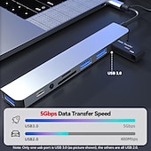 cheap USB Hubs-4/7/8 In 1 USB3.0 Type C Extender Hub Docking Station Multi USB Splitter Multiport Adapter USB 3.0 2.0 TF SD Reader Slot For for Mac Pro Mini iPad Pro Surface Pro lash Drive Mobile HDD