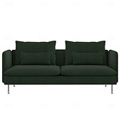 baratos Cobertura de Sofa-Capa de Sofá 3 Lugares Cor Sólida com Almofadas Revestidas em Algodão 100% com Braços