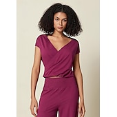 baratos camisas, tops e blusas-top athleisure com manga curta reversível