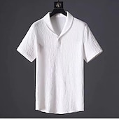 cheap Men&#039;s Basic Tees sets-Men&#039;s Polo 2 Piece Street Casual Lapel Short Sleeve Comfortable Solid Colored Drawstring Summer Spring Regular Fit Black White Polo