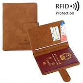 cheap Storage &amp; Organization-Women Men RFID Vintage Business Passport Covers Holder Multi-Function ID Bank Card PU Leather Wallet Case Travel Accessories