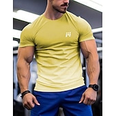 economico T-shirt e canotte attive da uomo-Per uomo maglietta Maglietta sportiva Girocollo Manica corta Sportivo Da mare Casual / quotidiano Palestra Asciugatura rapida Traspirante Gradiente Giallo Rosso Abbigliamento sportivo Di tendenza