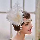 halpa Lisävarusteet ja enemmän-Headwear Liikuttunut Flapper-panta Päähineet Retro / vintage Möly 20s 1920-luku Sulka Käyttötarkoitus Suuri Gatsby Flapper tyttö Cosplay Halloween Karnevaali Naisten Pukukorut Muotikorut