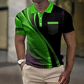 preiswerte Geometrisches Poloshirt für Herren-Herren Grafikdrucke Geometrie Waffel-Poloshirts Poloshirts Kurzarm Polo-Shirts Umlegekragen Lässig Ausgehen Druck Sommer Frühling Gelb Blau Purpur