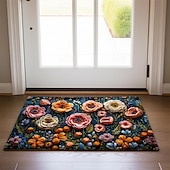 cheap Doormats-Mexico Folk Art Flowers Doormat Non-Slip Oil Proof Rug Indoor Outdoor Mat Bedroom Decor Bathroom Mat Entrance Rug Door Mat