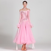abordables Tenues de danse de salon-Danse de Salon Robe Strass Tulle Femme Utilisation manche longue Polyester