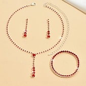 ieftine Seturi de Bijuterii-Seturi de bijuterii 4 buc Ștras Aliaj Cercei Coliere Brățări Pentru femei Elegant Epocă Modă Geometric Geometric Shape Set de bijuterii Pentru Nuntă Aniversare Invitat la nunta