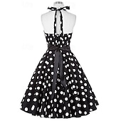 baratos Vestidos-Vestido de bolinhas retro vintage conjuntos de Grease dos anos 1950 vestido estilo A vestido de balançar traje de fantasia de bolinhas carnaval de Halloween baile de máscaras uso diário casual