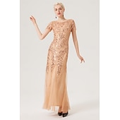 olcso Öltözetek-Retró Ordító 20-as évek 1920-as évek Flapper ruha Felszerelések Koktélruha A nagy Gatsby Flapper lány Esküvői Vendég Flitter Női Esküvő Esküvői vendég Buli / Este Felnőttek 1 Karkötő Ruha Kesztyűk