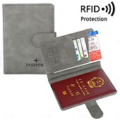 cheap Storage &amp; Organization-Women Men RFID Vintage Business Passport Covers Holder Multi-Function ID Bank Card PU Leather Wallet Case Travel Accessories