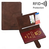 cheap Storage &amp; Organization-Women Men RFID Vintage Business Passport Covers Holder Multi-Function ID Bank Card PU Leather Wallet Case Travel Accessories