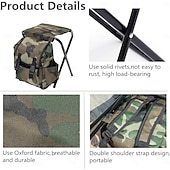 preiswerte Campingmöbel-Klapp-Campingstuhl zusammenklappbarer Hocker-Rucksack Mini-Klappstuhl für den Außenbereich tragbare Sitz- und Tischtasche für Indoor-Angeln Outdoor-Reisen Wandern Strand BBQ (Tarnmuster)