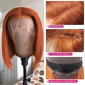 economico Parrucche lace front capelli veri-Parrucca frontale in pizzo 13x4, parrucca corta in pizzo frontale, parrucche per capelli umani colorati, densità 150%