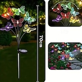 abordables Éclairage paysager-LED solaire papillon lumière pelouse lampe extérieure ip65 étanche 2 modes lumières de jardin cour jardin couloir paysage éclairage décor lumière 1/2 pièces