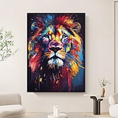 preiswerte Tiergemälde-Großes Löwen-Ölgemälde auf Leinwand, handgemaltes Tiger-Abstraktes Tier-Leinwandgemälde, Wandkunst, modernes impressionistisches Löwen-Kunstwerk, Bild für Wohnzimmer, Schlafzimmer, Wand,