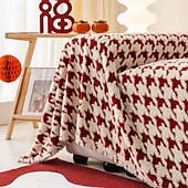 preiswerte Sofadecke-Überwurfdecken für Couch und Bett, weiche, gemütliche Sofadecke mit Hahnentritt-Jacquard, dekorative Decken und Überwürfe, rote warme Samtdecke für Hochzeiten
