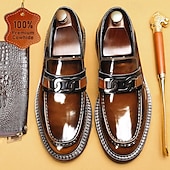 preiswerte Loafer aus hochwertigem Leder-Herren-Loafer aus hochwertigem Rindsleder mit glänzender Oberfläche und Kettendetail – formelle Abendschuhe für Business, Hochzeiten und besondere Anlässe