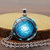 abordables Articles de fête-Collier pendentif stargate atlantis time pour femmes, cent bijoux d&#039;appariement, chaîne de pull rétro